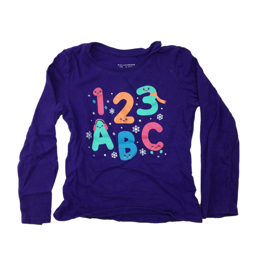 The Children's Place Purple Long Sleeve with "1,2,3, A, B, C"  4T