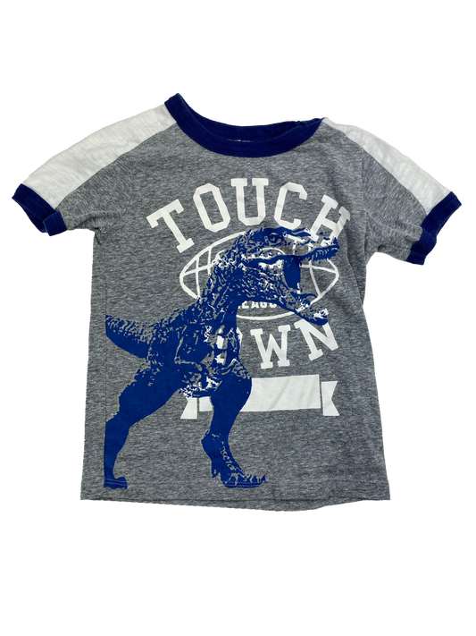 OshKosh Grey T-Shirt with "Touch Down" & T-Rex 4T