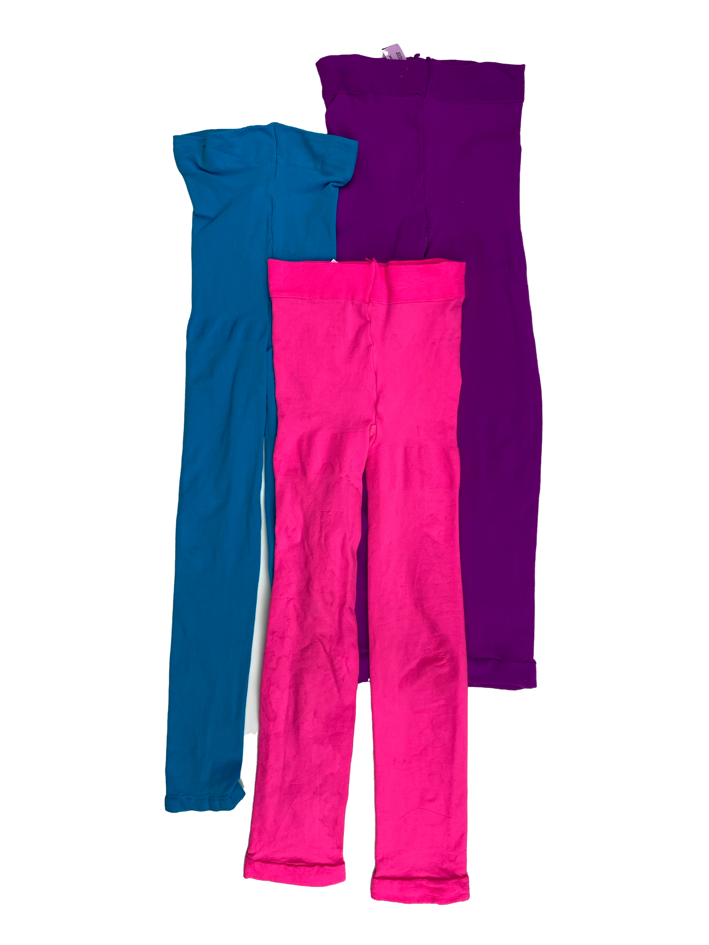 3-Pack Purple, Blue & Pink Footless Tights 7-10