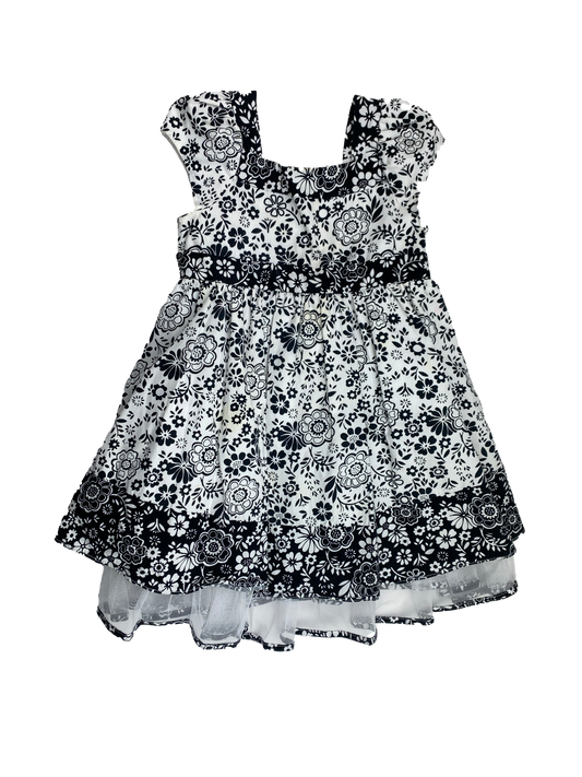 Jona Michelle Black & White Dress with Flowers 3T