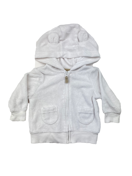 Carter's White Terry Cloth Zip-Up Hoodie with Ears 3M