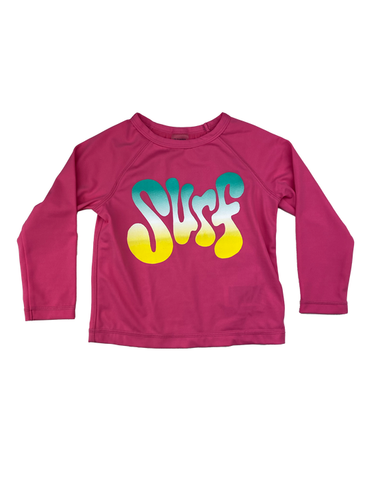 Old Navy Pink Long Sleeve Rash Guard with "Surf" 18-24M