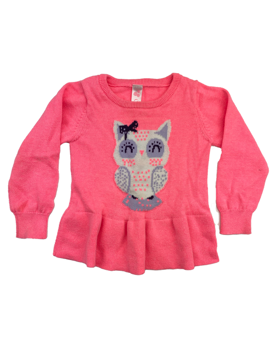 Cherokee Pink Pull-Over Sweater with Owl 12M