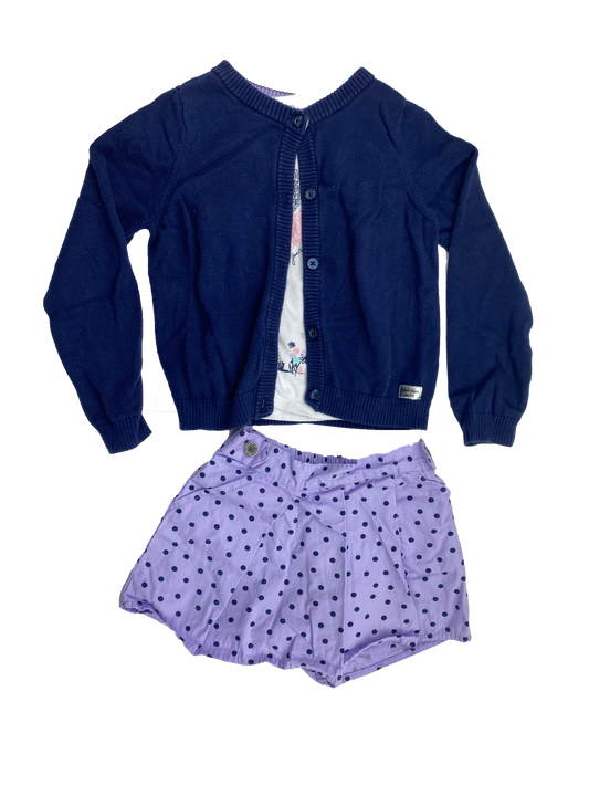 Calvin Klein 3-Piece Navy Cardigan, White T-Shirt & Purple Skort 4