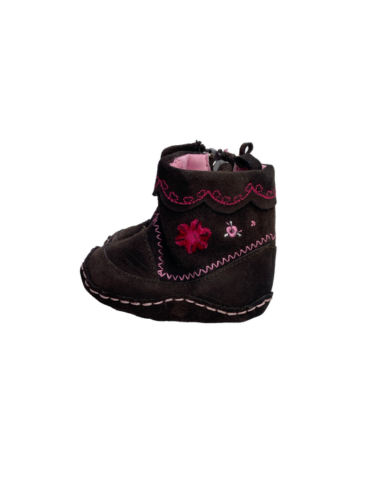 Joe Fresh Brown Boots with Pink Embroidery 2