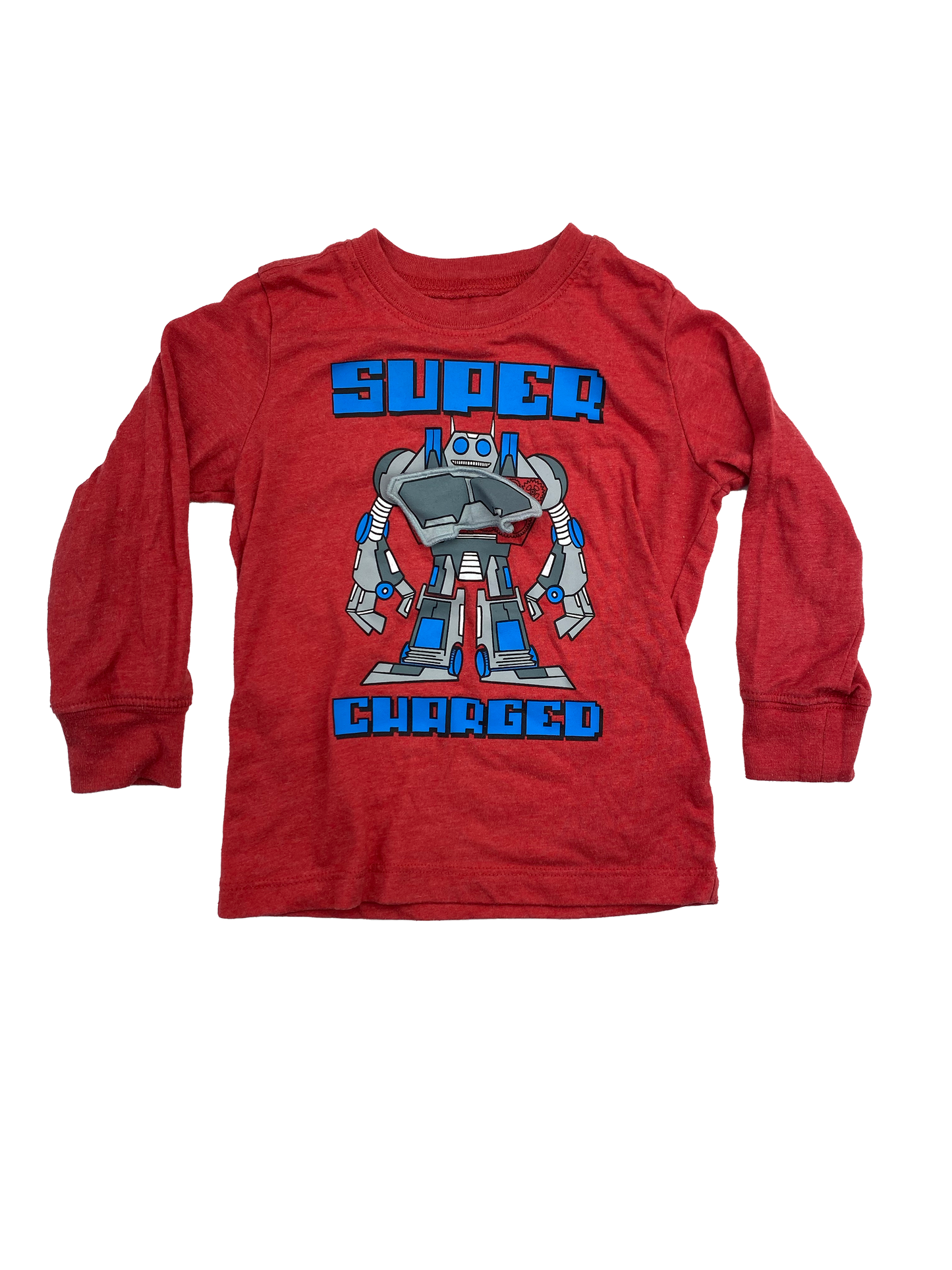 OshKosh Red Long Sleeve with "Super Charged" Robot 2T