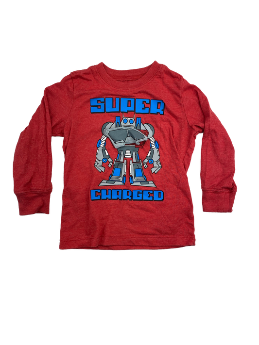 OshKosh Red Long Sleeve with "Super Charged" Robot 2T