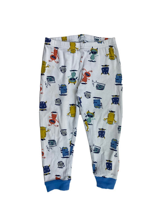 Carter's White PJ Bottoms with Monsters 24M