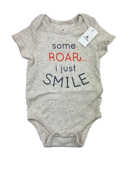 Baby Gap Beige Onesie with "Some Roar... I Just Smile" 3-6M