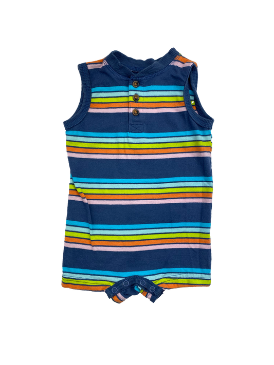 George Navy Tank Top Romper with Multicoloured Stripes 0-3M