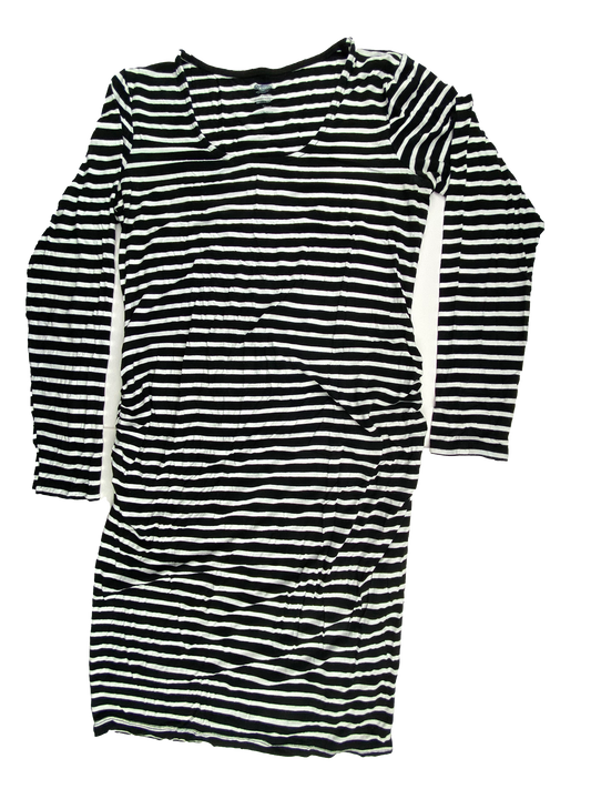 Old Navy Black & White Striped Long Sleeve Dress M
