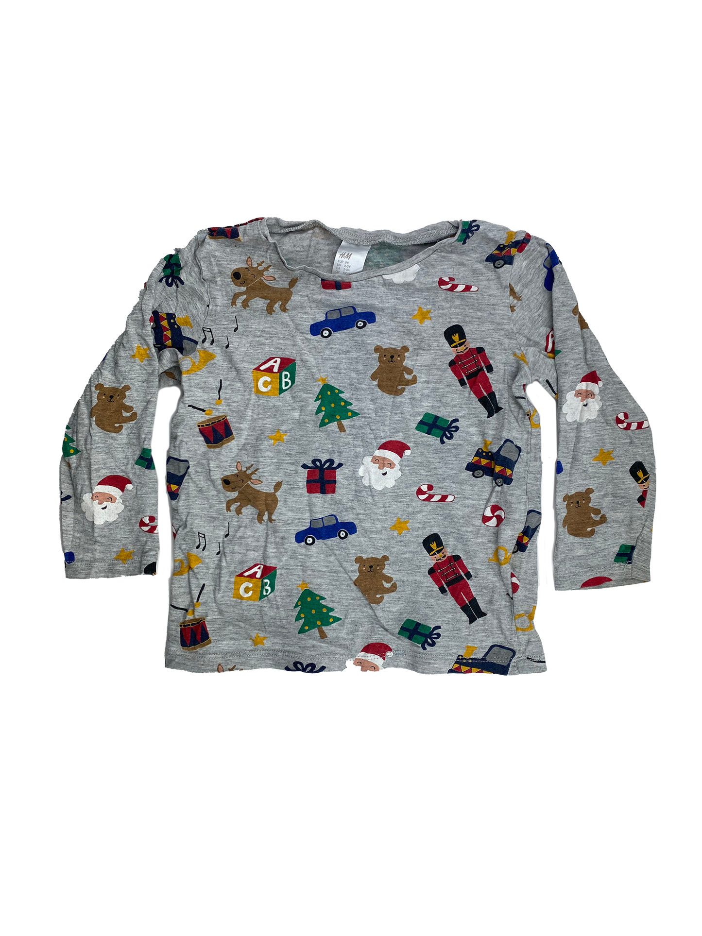 H&M Grey Long Sleeve with Christmas Theme 2-3T