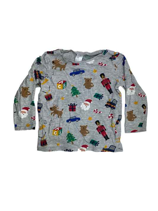 H&M Grey Long Sleeve with Christmas Theme 2-3T