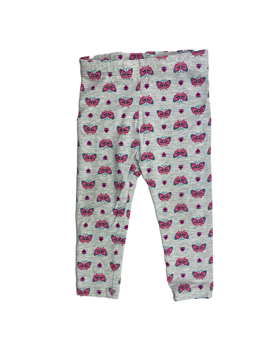 Joe Fresh Grey Leggings with Pink Butterflies 18-24M