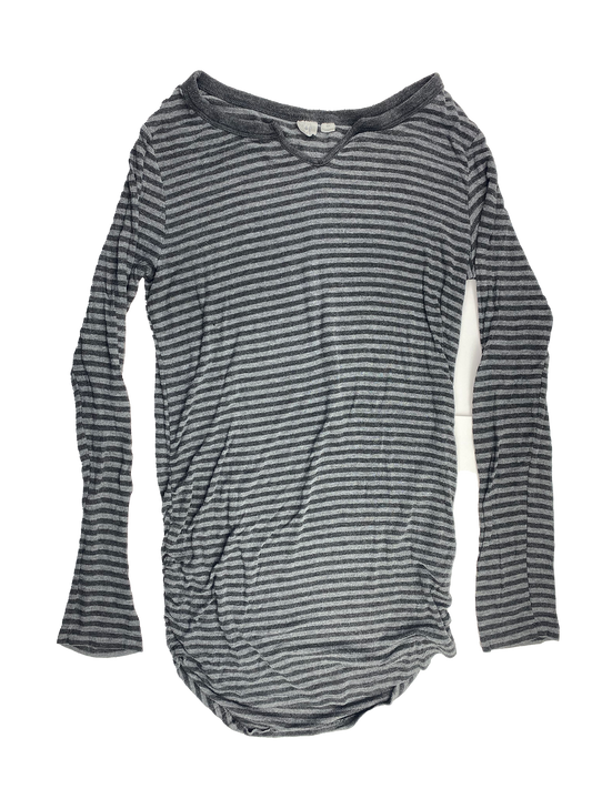 Gap Grey Striped Waffle Long Sleeve Maternity Shirt S