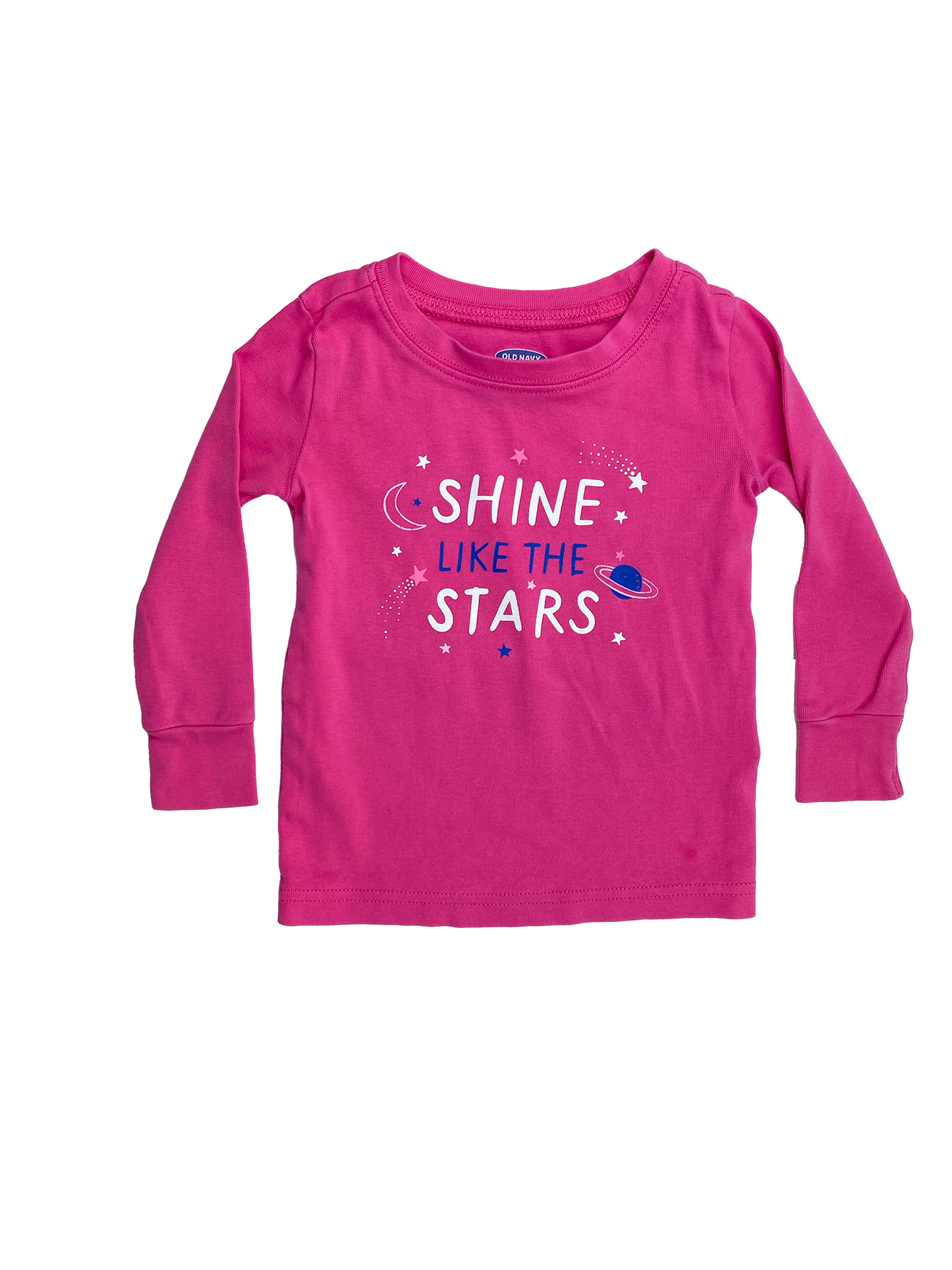 Old Navy Pink Long Sleeve Shirt with "Shine Like The Stars" 18-24M