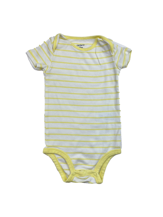 Carter's White & Yellow Striped Onesie 18M