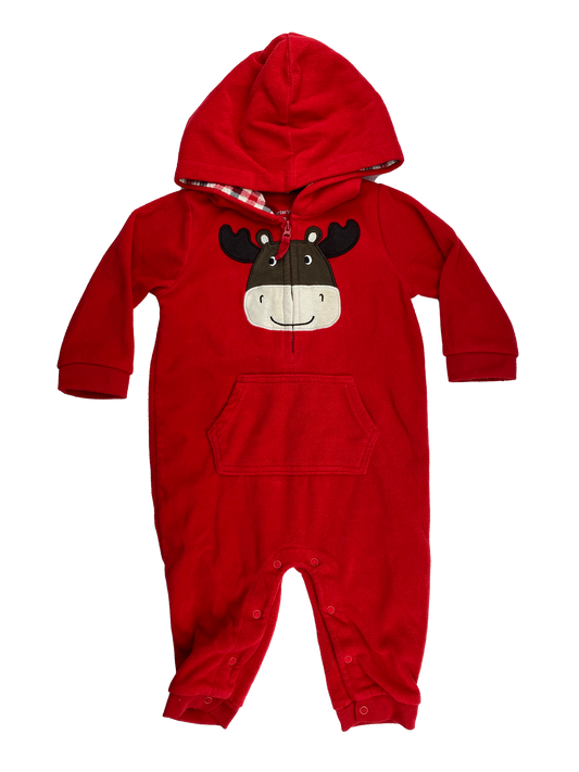 Carter's Red Fleece Jumpsuit with Moose 12M