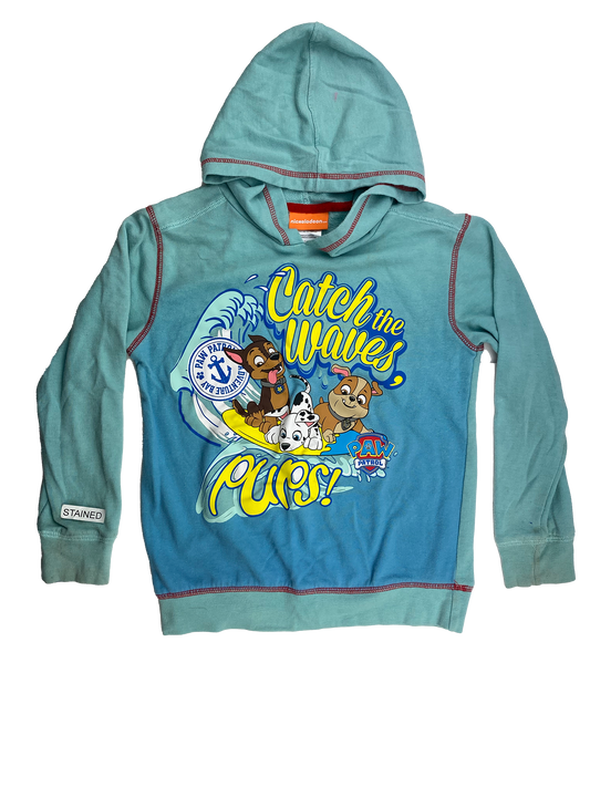 ❗️Stained: Nickelodeon Turquoise Pull-Over Hoodie with Paw Patrollers 7-8