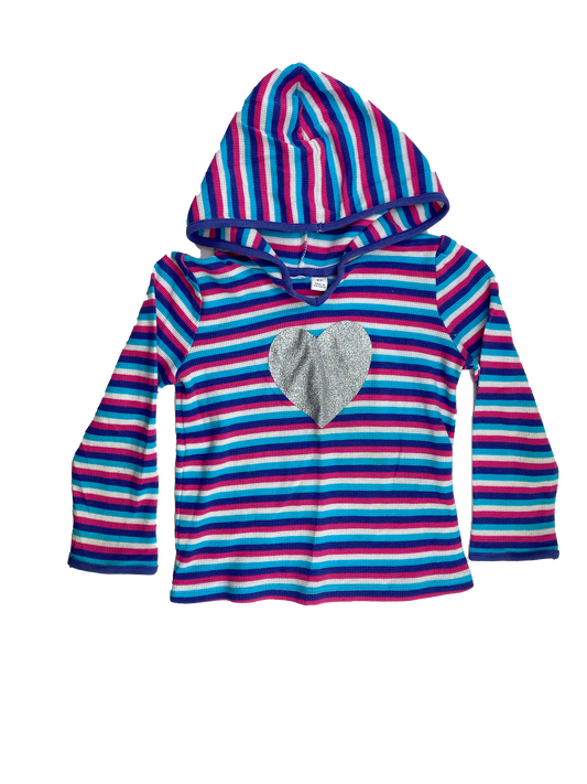 The Children's Place Pink Blue & Purple Striped Long Sleeve with Hood 4T