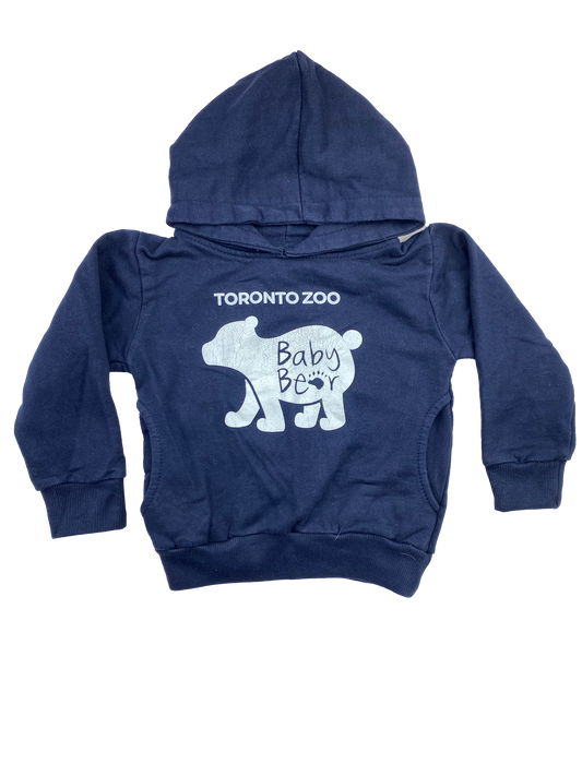 River Wear Navy Toronto Zoo Pull-Over Hoodie with "Baby Bear" 2T