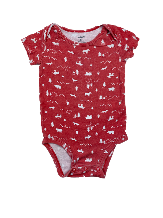 Carter's Red Onesie with Animals & Trees 6M