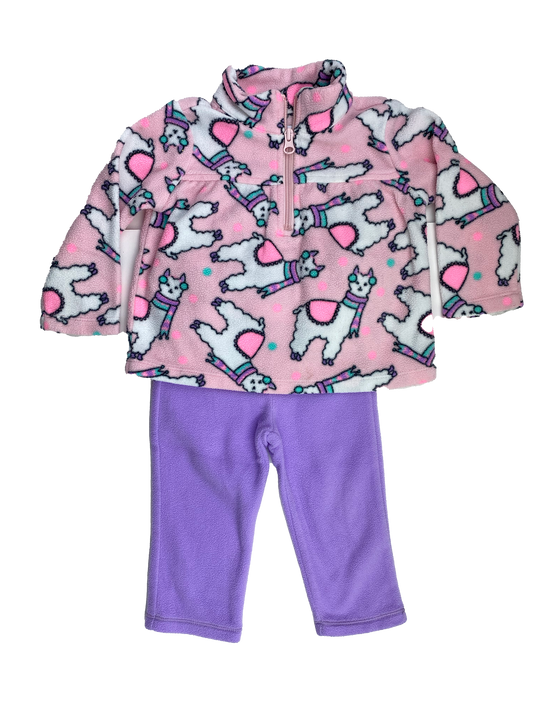 The Children's Place 2-Piece Fleece Set Llama Sweater & Pants 12-18M