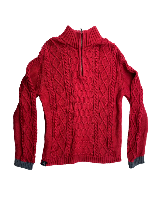 Calvin Klein Red Half-Zip Cable Knit Sweater 6