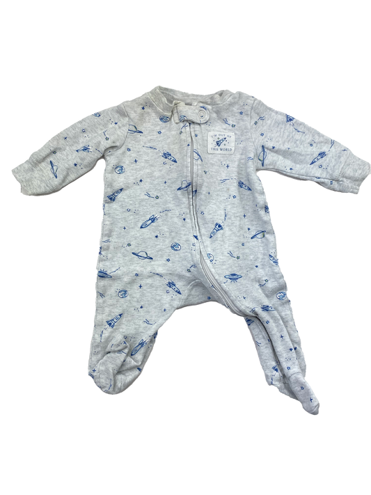 Carter's Grey Footed Sleeper with Space Theme 3M