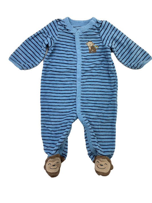 Carter's Blue Footed Sleeper with Monkey Feet 3M