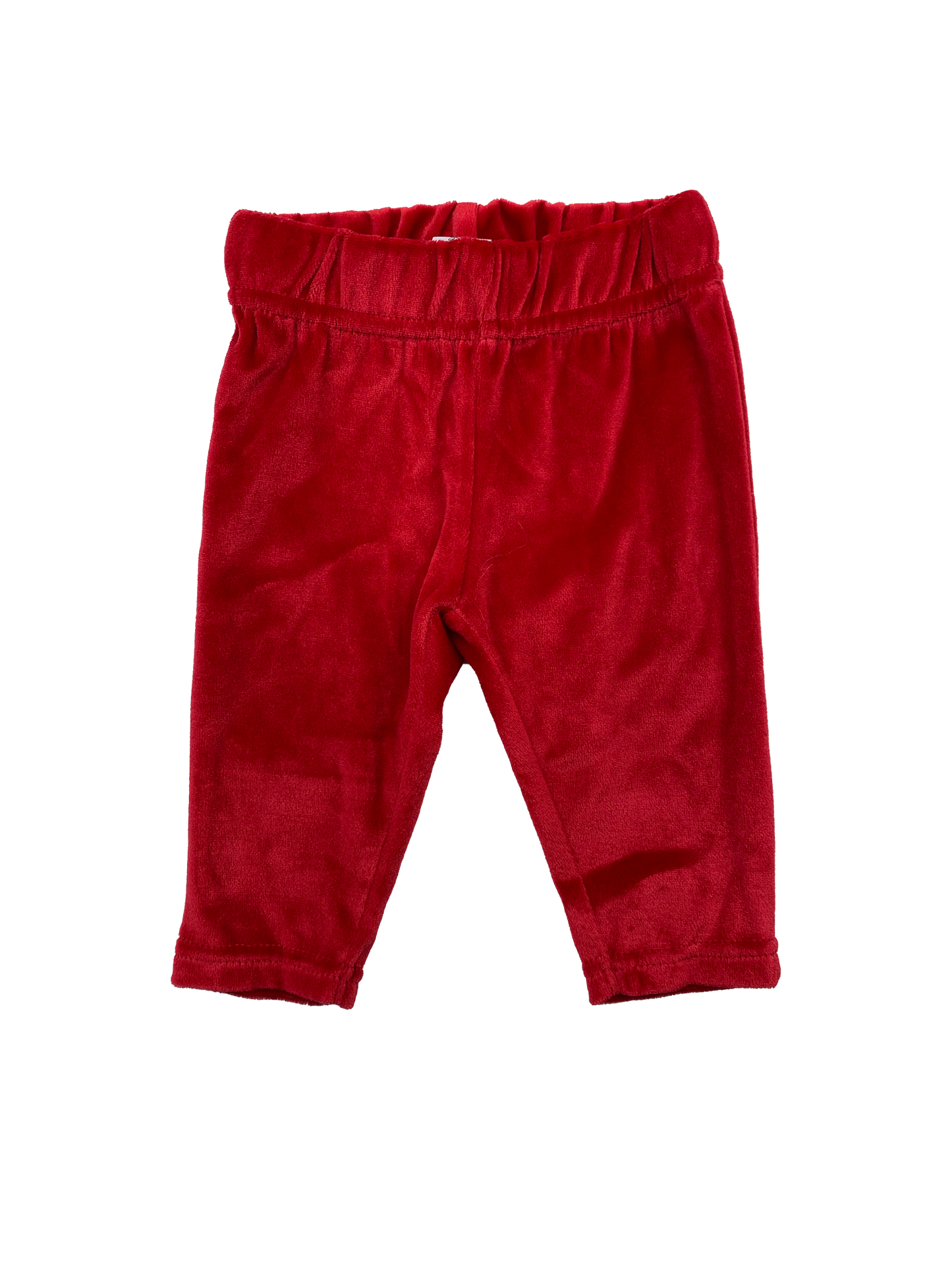 George Red Velour Pull-On Pants 0-3M