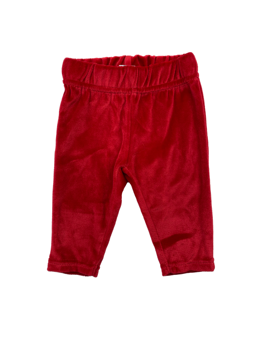 George Red Velour Pull-On Pants 0-3M