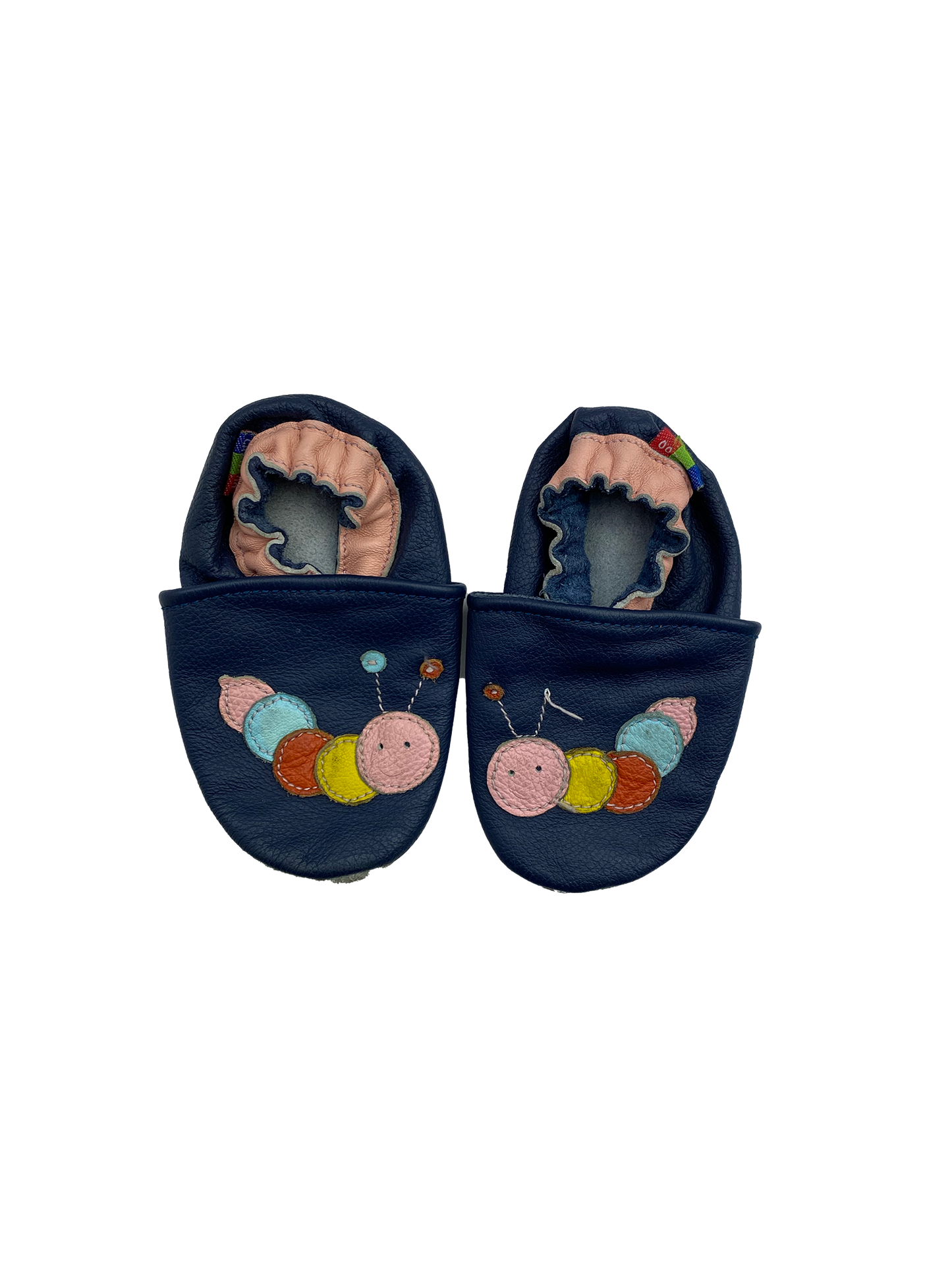 Carozoo Navy Moccasins with Caterpillars 5B