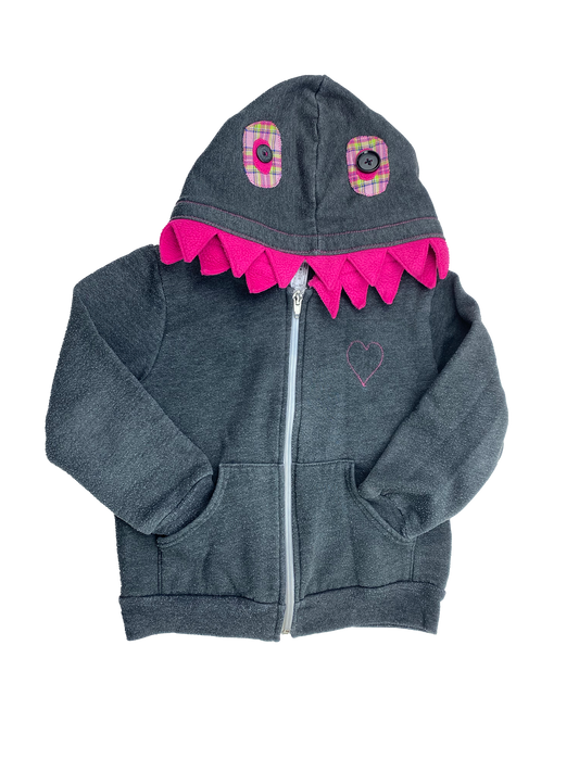 Things Ain't So Terrible Grey Zip-Up Hoodie with Monster Hood 6