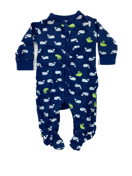Carter's Blue Footed Sleeper with Whales & Boats 3M