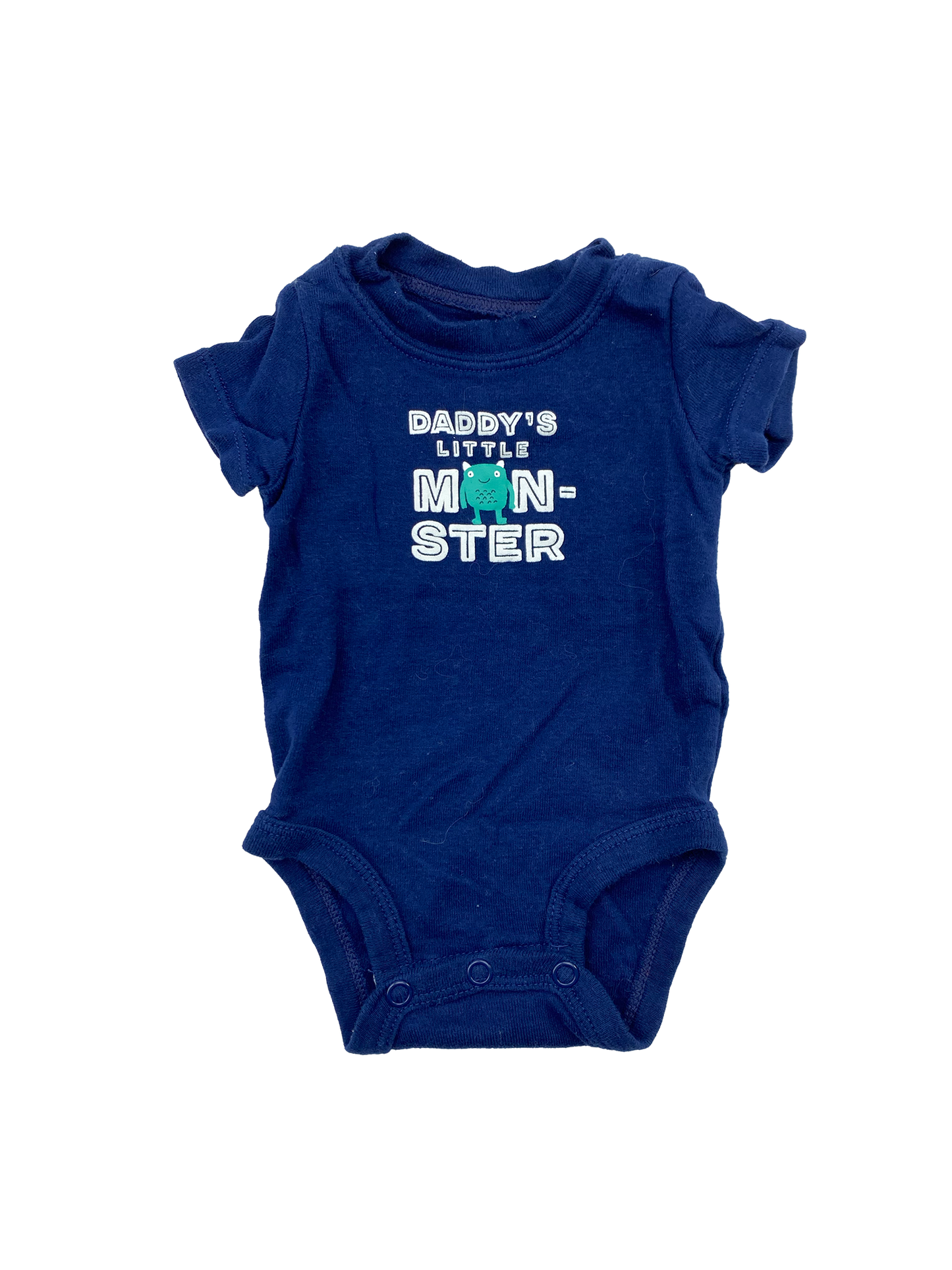 Carter's Blue Onesie with "Daddy's Little Monster" NB