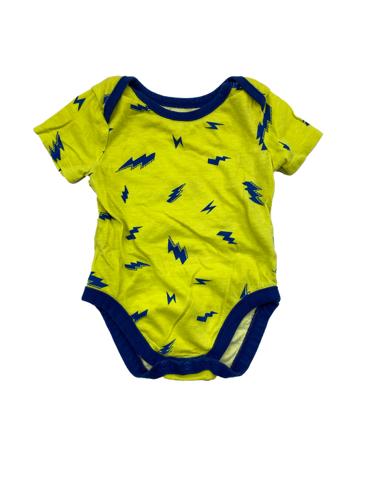 The Children's Place Yellow Onesie with Blue Lightening Bolts 0-3M