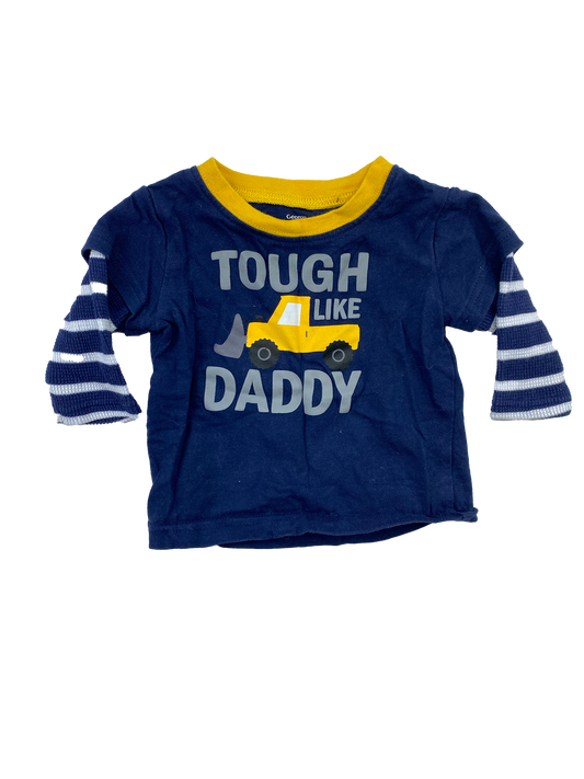 George Blue Long Sleeve Shirt with Yellow Triim & "Tough Like Daddy" 0-3M