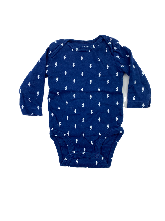 Carter's Blue Long Sleeve Onesie with Lightening Bolts 3M