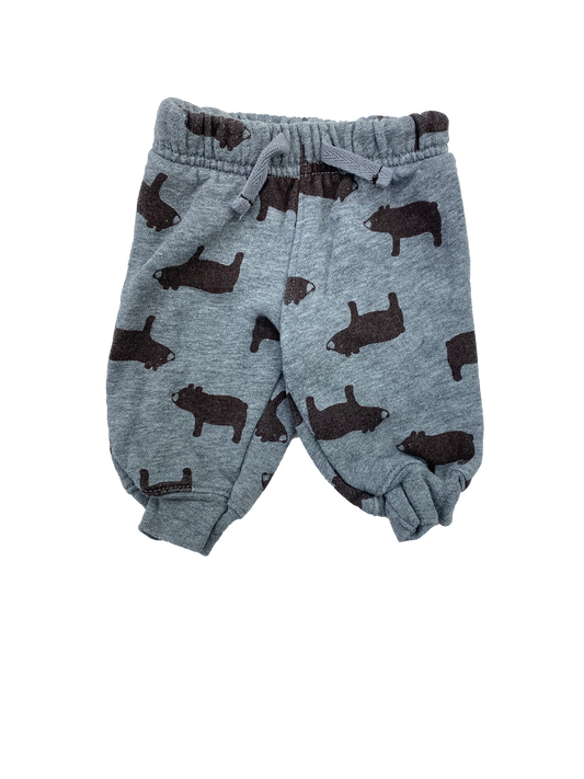 Child of Mine Grey Joggers with Brown Bears 0-3M