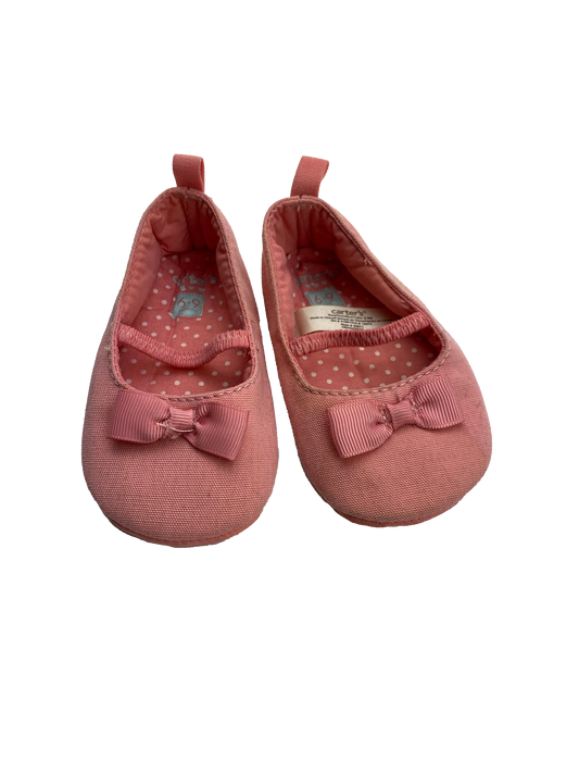 Carter's Pink Ballet Flats with Bows 6-9M