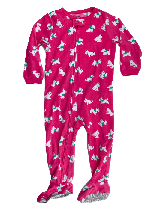 Carter's Pink Fleece Footed Sleeper with Westies 2T