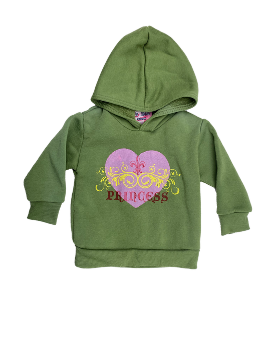 2B Real Green Pull-Over Hoodie with "Princess" 12M