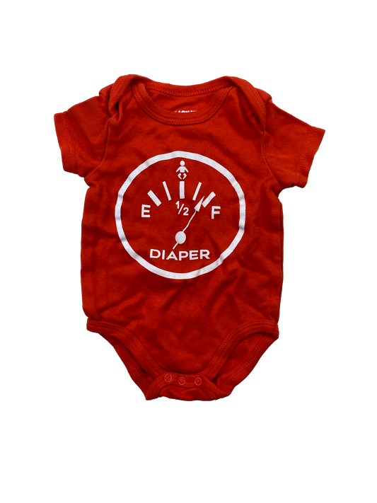 Monkey Bars Red Onesie with Diaper Gauge 3-6M