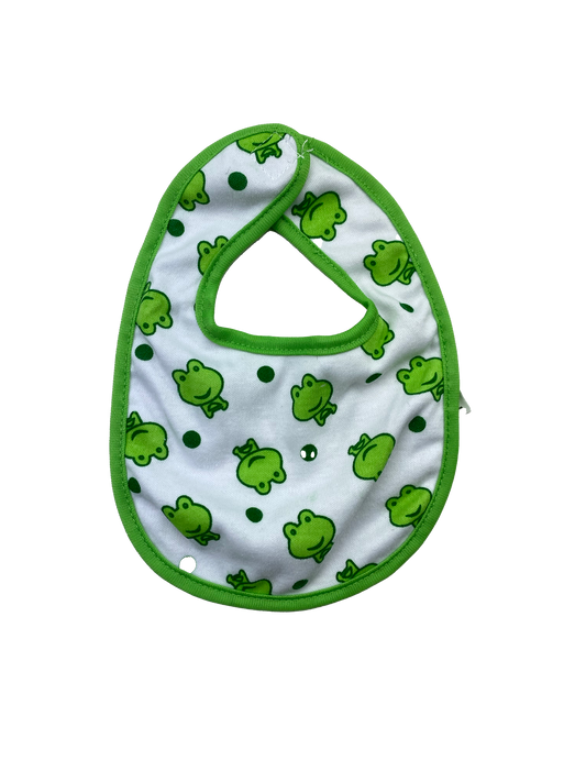 Snugly Baby Green & White Bib with Frogs 0-6M