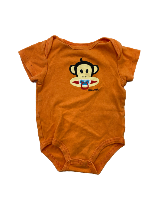 Paul Frank Orange Onesie with Small Paul 6-9M