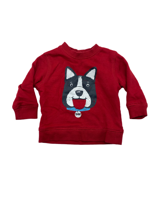 Joe Fresh Red Pull-Over Sweater with Dog 3-6M