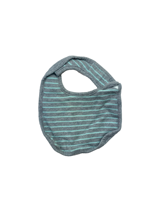 Carter's Grey Bib with Teal Stripes 0-6M