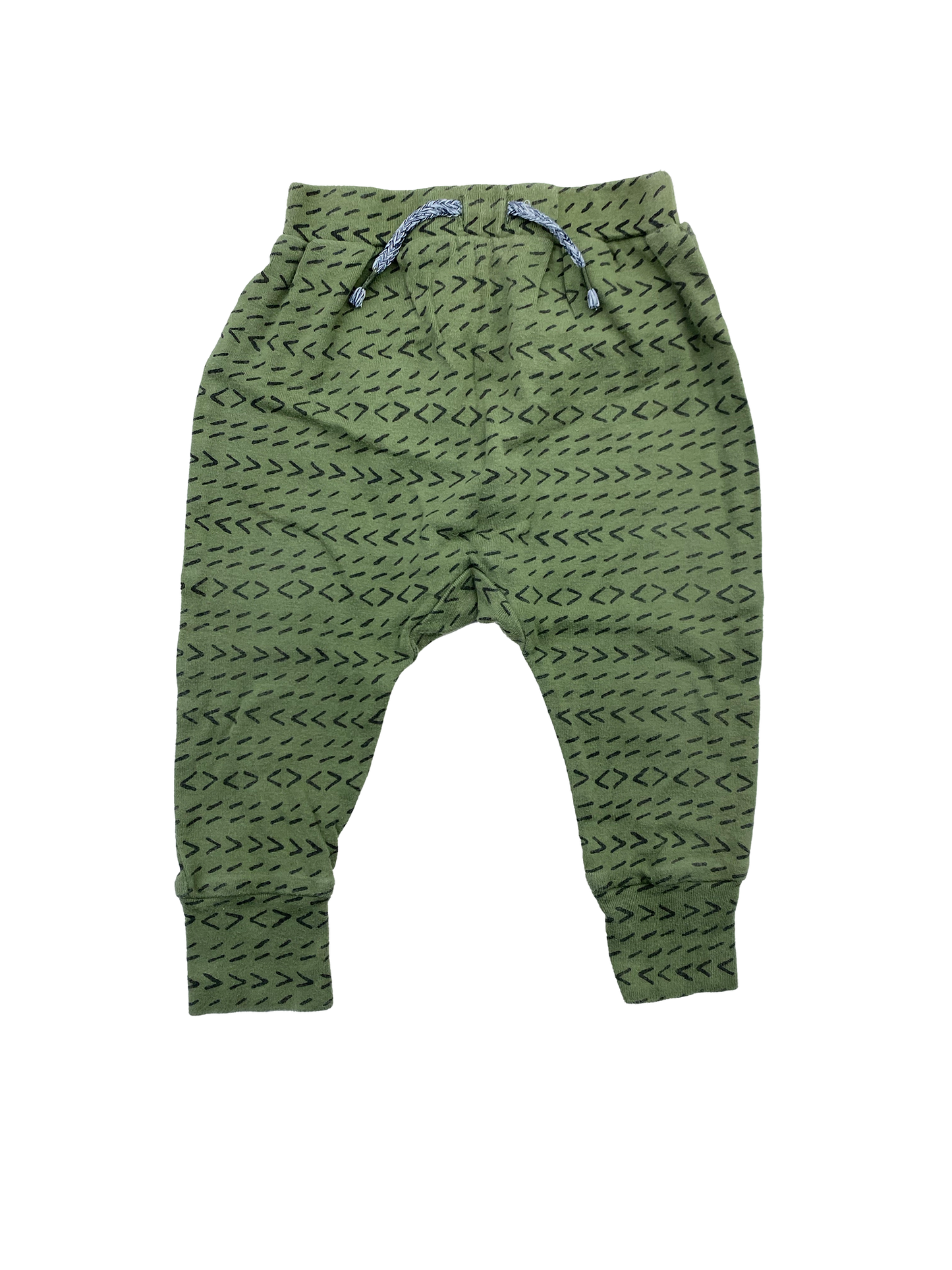 Joe Fresh Green Harem Pants with Black Pattern 6-12M