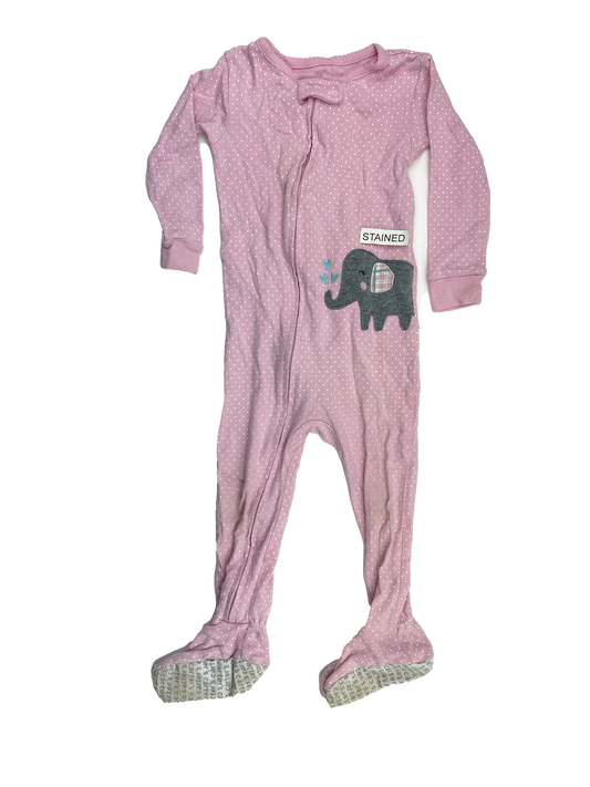 ❗️Stain: Carter's Pink Footed Sleeper with Elephant & Dots 18M